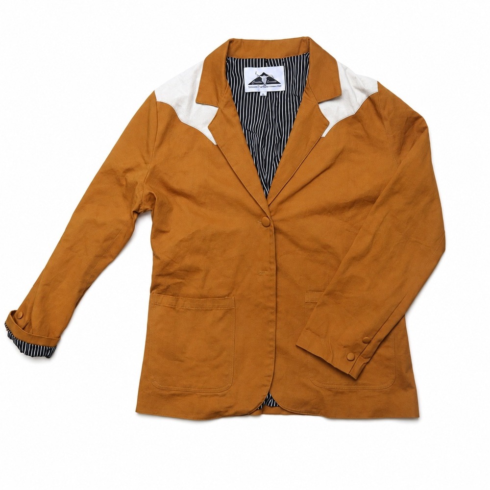 Benta Ceceille Western Blazer Women's XL Mustard Cotton Contrast Yoke